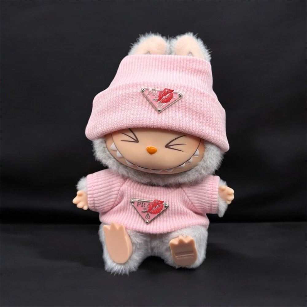 Labubu Clothes Beanie and Shirt - Pink (DOLL NOT INCLUDED) - LC-005